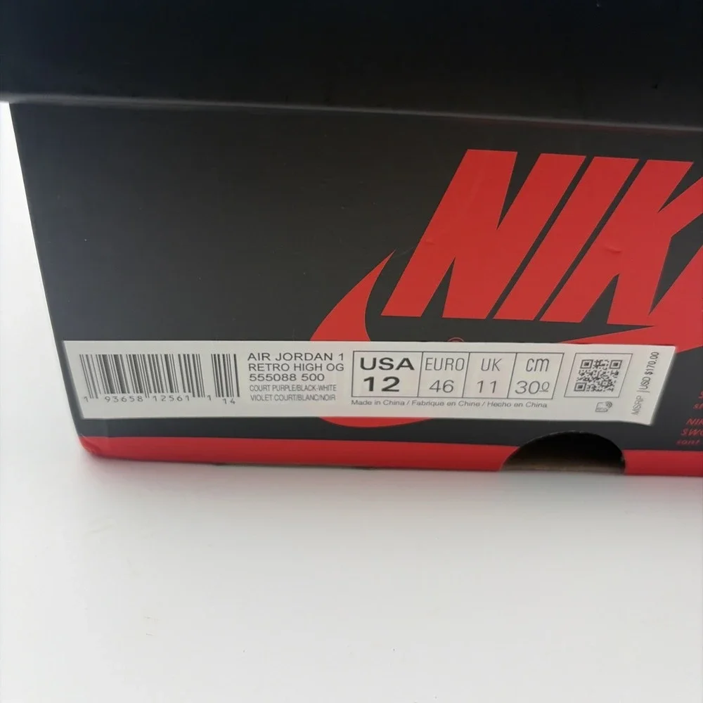 Size 12 - Jordan 1 Retro OG High Court Purple 2.0 (555088-500)